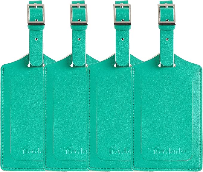 Travelambo Luggage Tags for Suitcases PU Leather Travel Tags Bag Tags Privacy Protection Travel Essentials