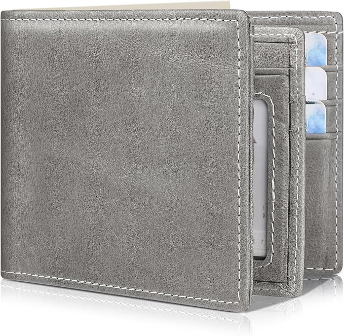 Artpaxy Mens Wallet Bifold Genuine Leather RFID Blocking Wallet for Men with 1 ID Windows 13 Card Holders 2 cash pockets 1 Gift Box