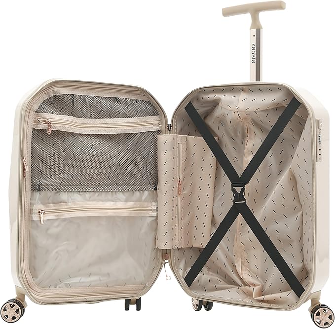 kensie Women's Gemstone Luggage Set, Rose Gold, 20-Inch Carry-On