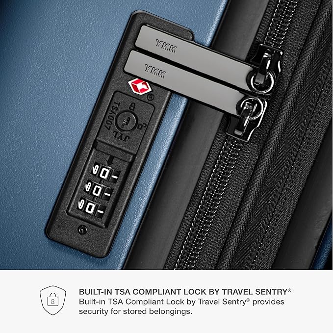 Traveler's Choice Markham Hardside Expandable Luggage with Double Spinner Wheels, Carry-On 21-Inch Suitcase, TSA Lock, 21-Inch, Navy