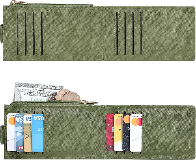 Chelmon Womens Wallet Slim RFID Blocking Bifold Multi Card Case Wallet with Zipper Pocket (Green Army)