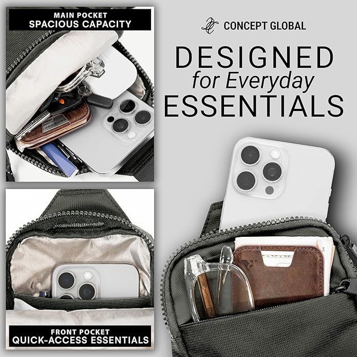 Travel Sling Bag for Men & Women - Water Resistant Crossbody Multipocket Chest Bag with Anti-Theft & RFID