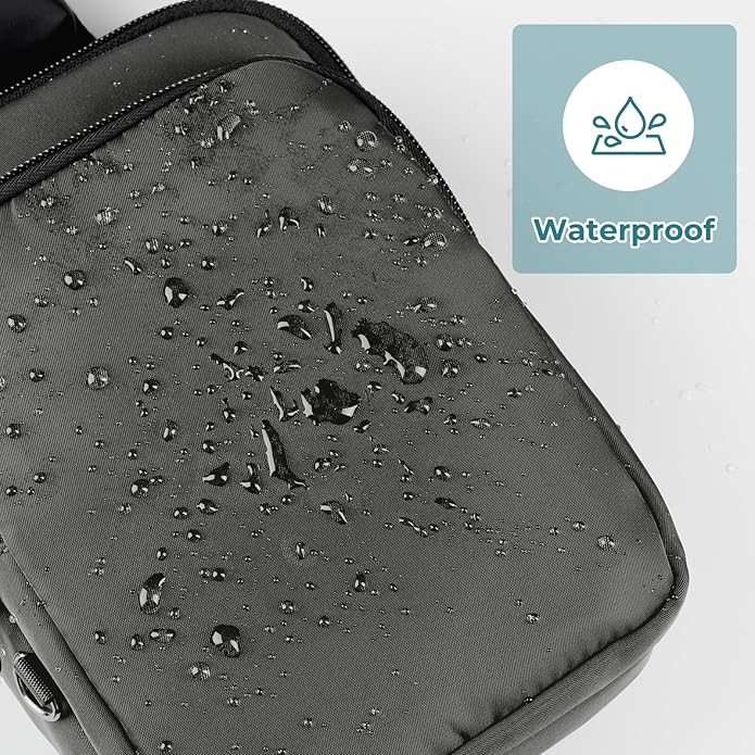 BROADREAM Mini Crossbody Sling Bag, Small Chest Bags Dual Pocket with Zipper Lock, RFID Blocking & Water Resistant Women Men