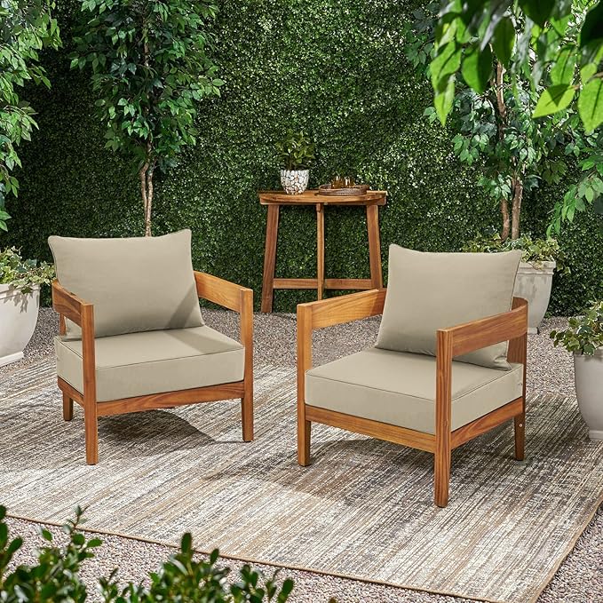 Favoyard Outdoor Seat Cushion Set 22 x 24 Inch Waterproof & Fade Resistant Patio Furniture Cushions with Removable Cover Deep Seat & Back Cushion with Tie Straps for Chair Sofa Couch