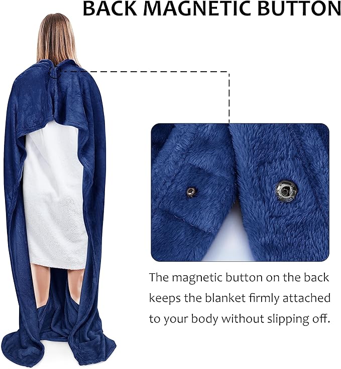 Tirrinia Travel Blanket Pillow - Wearable Airplane Blanket with Feet Pockets for Long Flights, Airplane Accessories Blanket Robe for Women and Men, Gift for Her