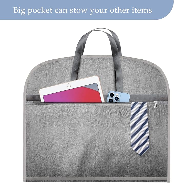 Limoomil Heavy Duty Waterproof Garment Bag for Travel, Tear Resistance Suit Bag for Men Travel for Suits, Tuxedos, Coats, Uniform. Grey, 42 inch…