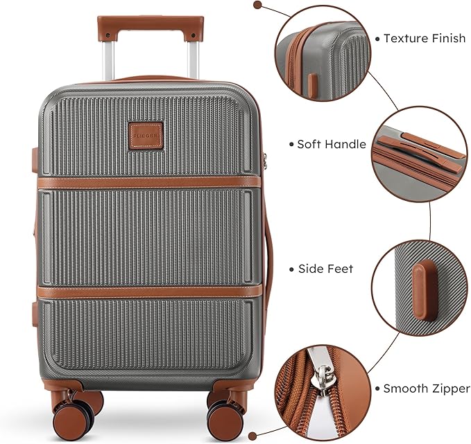 Suitour Expandable 4-Piece Luggage Set (14" 19" 23" 27") ABS Hardside Suitcase Sets with Spinner Wheels Checked Luggage Travel Suitcase