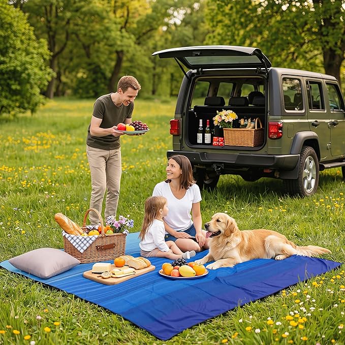 AISPARKY Pocket Beach Blanket Waterproof Sandproof Compact Picnic Mat with Sand Remover, Portable Outdoor Mat for Camping Hiking Travel Festival