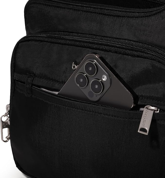 Baggallini Securtex Anti-theft Crossover Crossbody Bag 11”w X 8.5”h, Rfid, Built-in Wallet, Locking Zippers