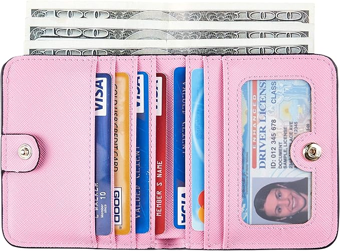 Toughergun Women’s Small Slim Leather Wallet with RFID Protection, Compact Bifold Mini Purse with Clear ID Window