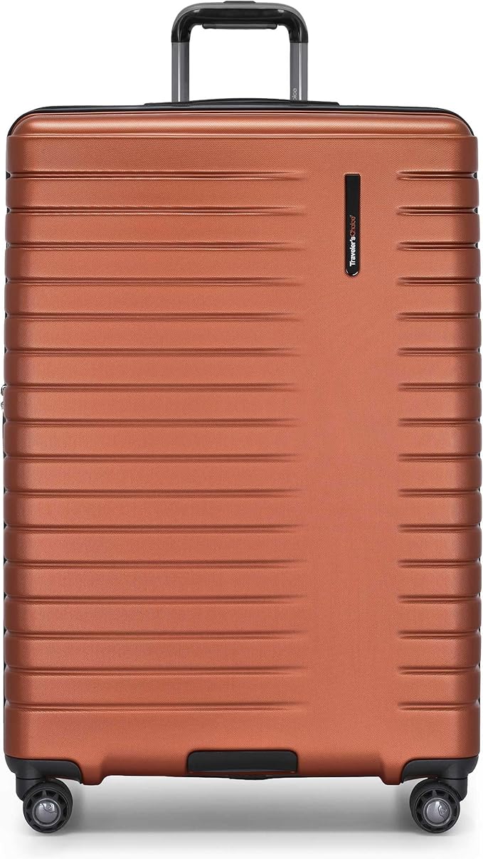Traveler's Choice Archer Polycarbonate Hardside Spinner Luggage Set,Tie Down Straps, Orange, Checked 29-Inch
