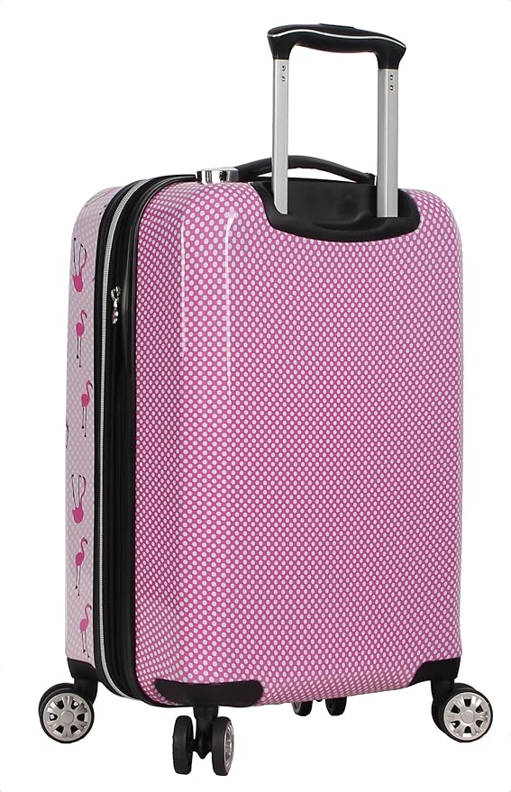 Betsey Johnson Designer 20 Inch Carry On - Expandable (ABS + PC) Hardside Luggage - Lightweight Durable Suitcase With 8-Rolling Spinner Wheels for Women (20in, Flamingo Strut)