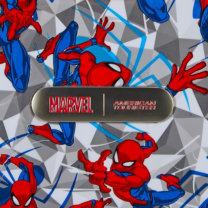 American Tourister Spiderman Iconic Carry-On Luggage - Airline Approved, Durable Hardshell - Roll Confidentially with Spinner Wheels & Colorful Adjustable Handle