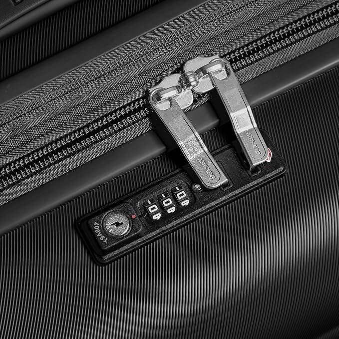 DELSEY PARIS Cruise 3.0 Hardside Expandable Luggage with Spinner Wheels, Black, Checked-Medium 24 Inch