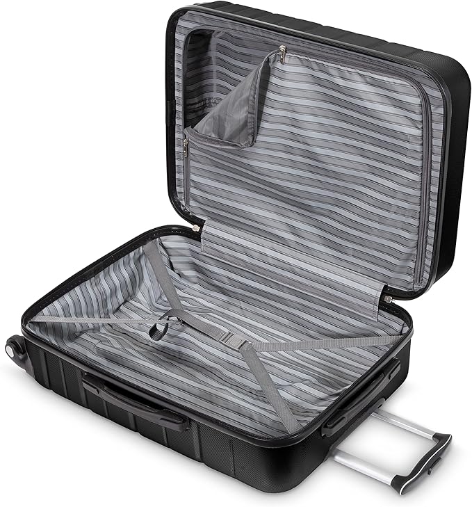 Skyway Epic 2.0 Hardside Lightweight and Durable ABS Shell Luggage, Spacious with 4-Wheel Spinners, Comfort Grip with Telescoping Handle, Men and Women, Black, 2-Piece Set (20, 24)