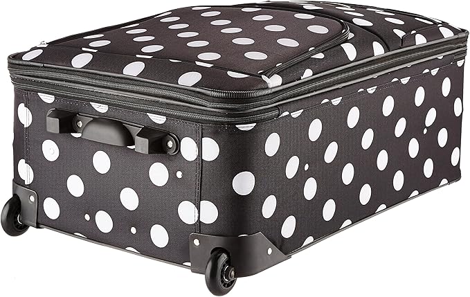 Rockland Vara Softside 3-Piece Upright Luggage Set, Expandable,Black dot, (20/22/28)