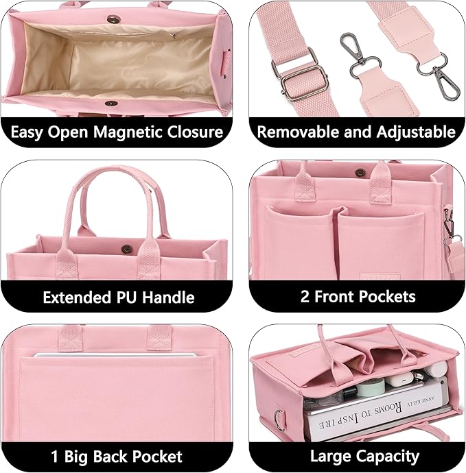 ZHMO Canvas Tote Bag for Women,Women's Bags Crossbody Bags Work Laptop Tote Bag Large Handbags Purse for Travel Nurse Teacher
