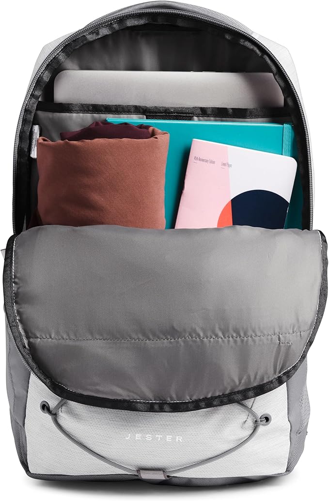 The North Face Women's Jester Everyday Laptop Backpack - Commuter Travel Bag, Laptop Sleeve, Water-Repellent, TNF White Metallic Mélange/Mid Grey-NPF, One Size