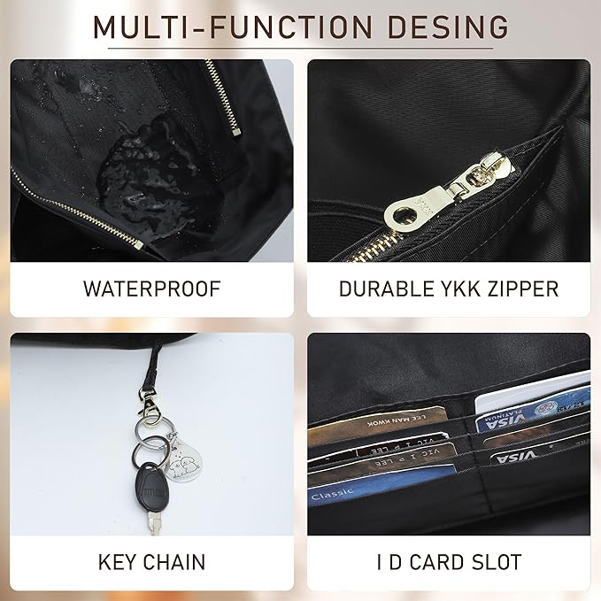 Doxo Tote Bag Organizer Insert Compatible with Long Champ Medium, G.oyard PM, Neverfull MM and More, Light Waterproof DupontPaper le pliage Longchamp Medium Organizer Insert(Black, M)