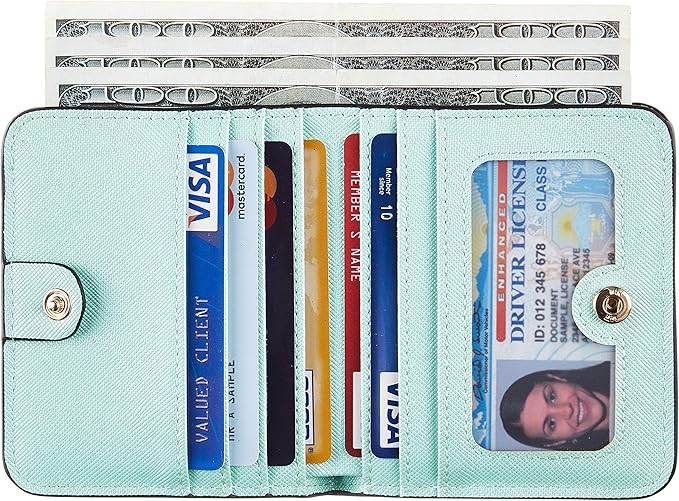 Toughergun Women’s Small Slim Leather Wallet with RFID Protection, Compact Bifold Mini Purse with Clear ID Window