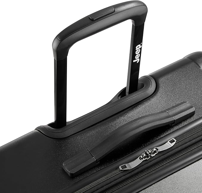 Jeep JH004C Hardside Expandable Luggage with Spinner Wheels, Black, Checked-Large 28 Inch