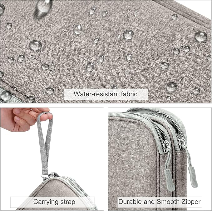 FYY Electronic Organizer, Travel Cable Organizer Bag Pouch Electronic Accessories Carry Case Portable Waterproof Double Layers Storage Bag for Cable, Charger, Phone, Earphone, Medium Size, Khaki