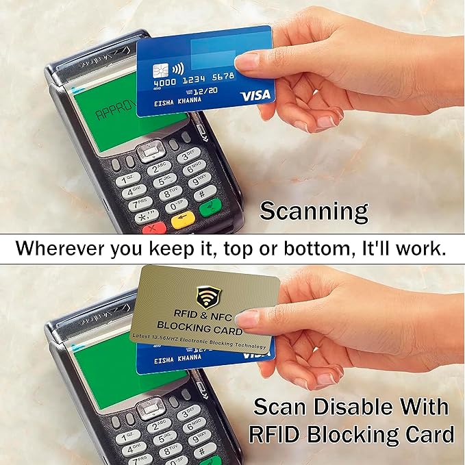 SaiTech IT RFID Blocking Cards, 2 Pack One Card Protects Entire Wallet Purse For Men & Women, NFC Contactless Bank Debit Credit Card Protector ID ATM Guard Card – Golden