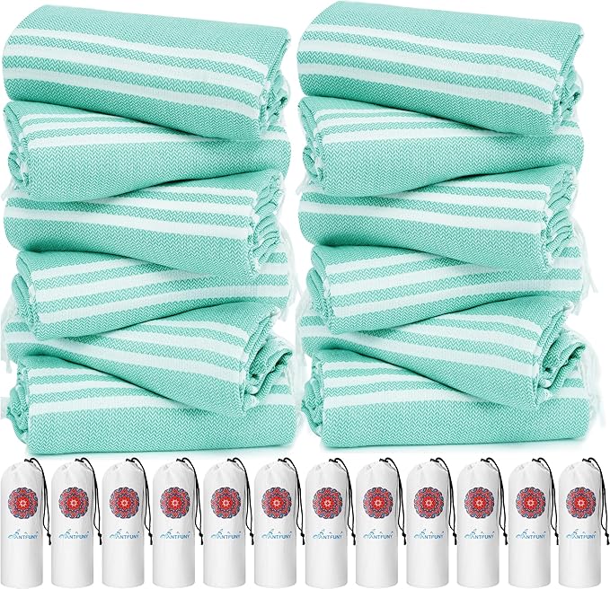 12 Pack Turkish Beach Towels Quick Dry Sand Free Oversized Bath Pool Swim Towel Extra Large XL Blanket Adult Travel Cruise Accessories Must Haves Clearance Stuff Necessities Vacation Essentials