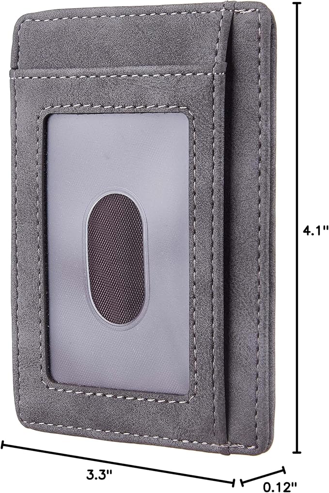 Travelambo Slim Wallet Front Pocket Minimalist Leather RFID Blocking Medium Size