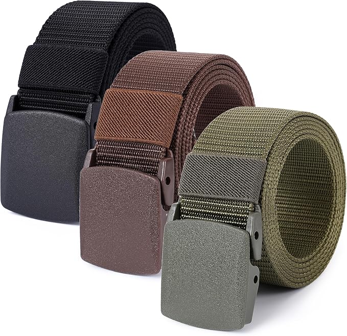 Mile High Life Nylon Web Belt Outdoor Military Belt With TSA Safe Plastic Buckle Belt