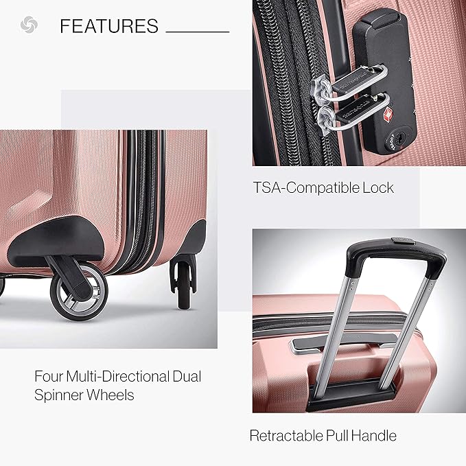 Samsonite Winfield 3 DLX Hardside Expandable Luggage with Spinners, Checked-Medium 25-Inch, Rose