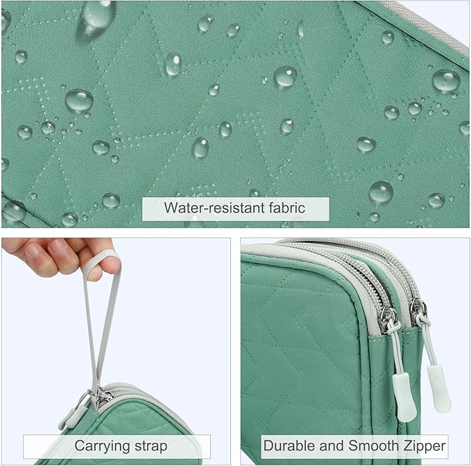 FYY Electronic Organizer, Travel Cable Organizer Bag Pouch Electronic Accessories Carry Case Portable Waterproof Double Layers All-in-One Storage Bag for Cable, Cord, Charger, Phone, Pattern Green (M)