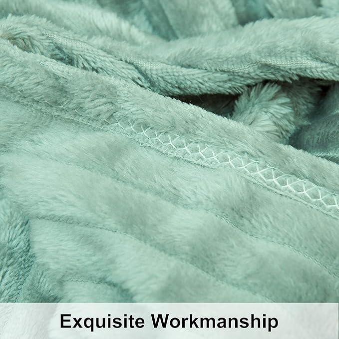 NTBAY Flannel Fuzzy Toddler Blanket, Fluffy Warm and Lightweight Reversible Stripes Design Baby Plush Blanket, 30x40 Inches, Mint