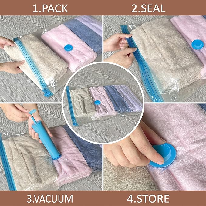 Vacuum Storage Bags, Vacuum Seal Space Saver Bags for Clothing, Travel Lugggage, Carry-on, Blankets, Comforters,Pillow, Bedding, 10 Small