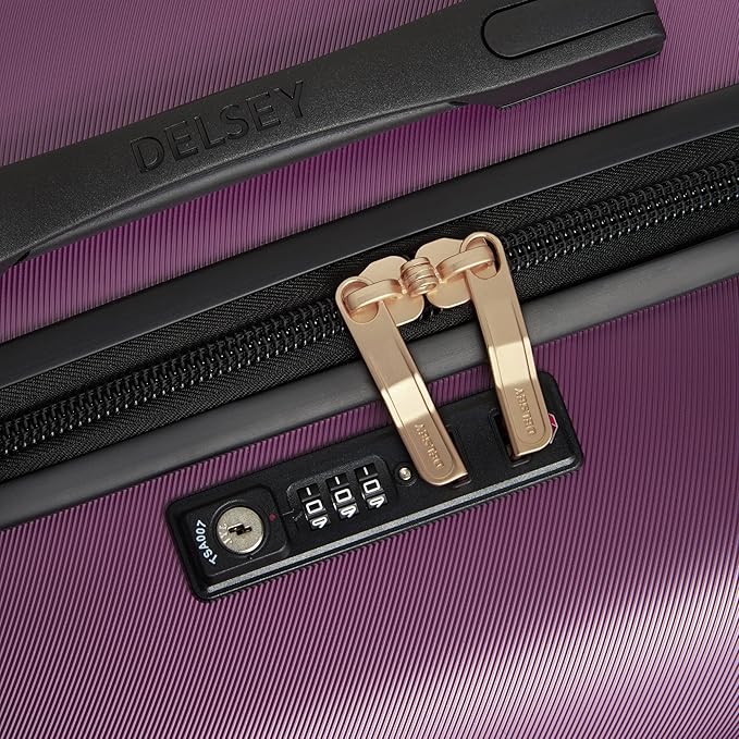 DELSEY PARIS Cruise 3.0 Hardside Expandable Luggage with Spinner Wheels, Plum, Checked 26 Inch Trunk