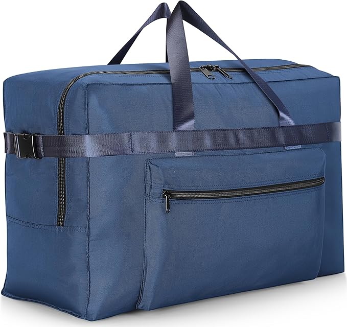 Hafmall Extra Large 120L Foldable Duffel Bag for Travel, Waterproof Weekend Overnight Bag, Large Collapsible Storage Bag for Moving, Camping (Blue)