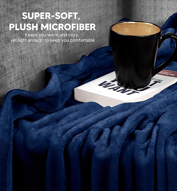 Utopia Bedding Fleece Blanket Throw Size Navy 300GSM Luxury Anti-Static Fuzzy Soft Microfiber Blanket for Couch, Sofa and Bed (50x60 Inch)