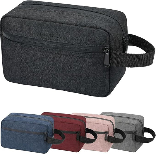 Travel Toiletry Bag for Women Men, Small Makeup Bag, Water-Resistant Cosmetic Bag, Cosmetic Pouch, Traveling Dopp Kit, Travel Essentials Accessories (Black)