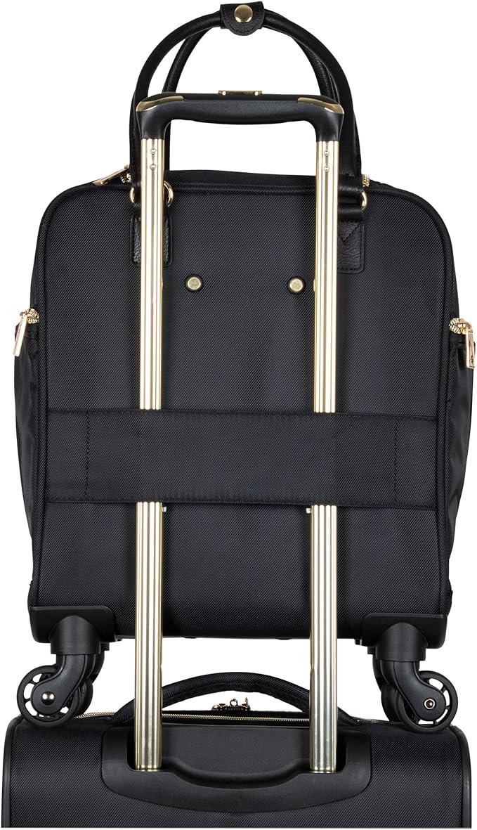 Kenneth Cole REACTION Chelsea 2-Piece Bundle - 17" 4-Wheel Spinner Underseat Carry-On Luggage & Matching 15" Laptop Backpack, Black