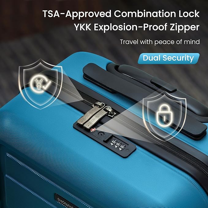 SHOWKOO Full PC Hardshell Luggage Sets, 20/24/28 In Suitcase with TSA Lock & Spinner Wheels, Lightweight Durable Travel Luggage