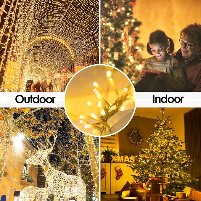 300 LED String Lights, 99FT Extra-Long Christmas Lights Outdoor Indoor | Warm White, 13 Modes, Timer, Clear Wire Waterproof Twinkle Fairy Lights Plug in for Bedroom Classroom Patio Xmas Tree Decor