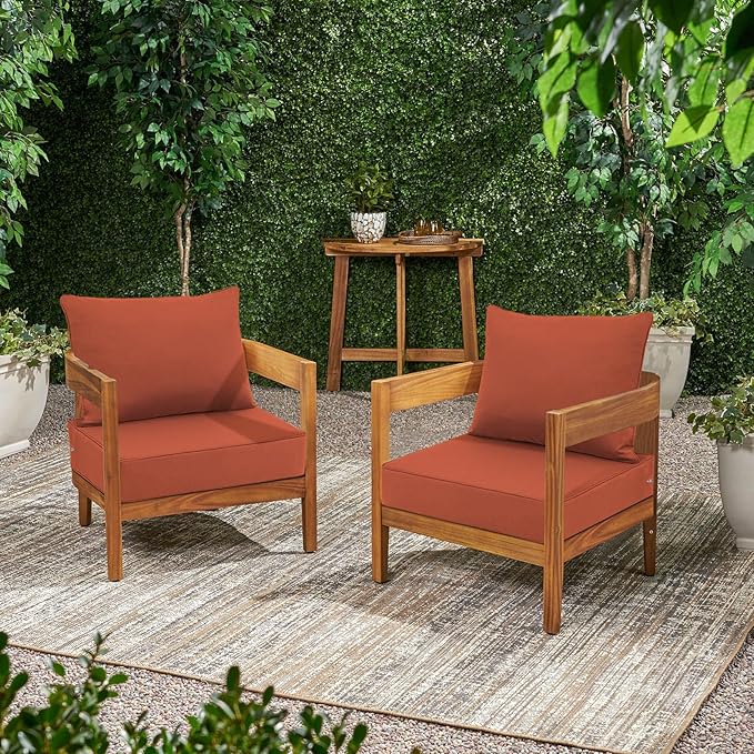 Favoyard Outdoor Seat Cushion Set 22 x 22 Inch Waterproof & Fade Resistant Patio Furniture Cushions with Removable Cover Deep Seat & Back Cushion with Tie Straps for Chair Sofa Couch