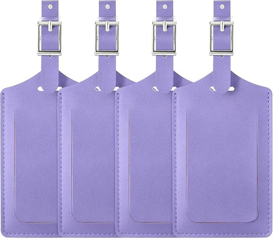 Travelambo Luggage Tags for Suitcases PU Leather Travel Tags Bag Tags Privacy Protection Travel Essentials