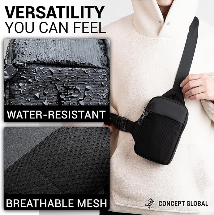 Travel Sling Bag for Men & Women - Water Resistant Crossbody Multipocket Chest Bag with Anti-Theft & RFID