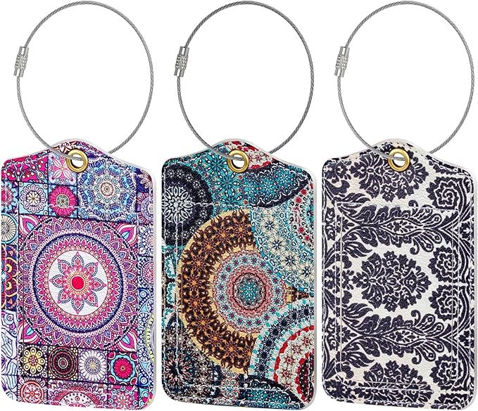 Fishent Luggage Tag, 3 Pack Travel Cruise Luggage Tags for Suitcases, Cute Suitcase Tags Identifiers Bag Tags with Privacy Flap, Baggage Name Tag for Women Men Luggage Backpack Handbag School Bag