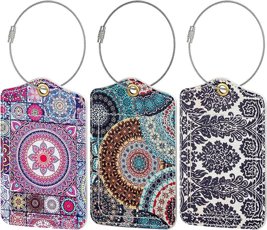 Fishent Luggage Tag, 3 Pack Travel Cruise Luggage Tags for Suitcases, Cute Suitcase Tags Identifiers Bag Tags with Privacy Flap, Baggage Name Tag for Women Men Luggage Backpack Handbag School Bag
