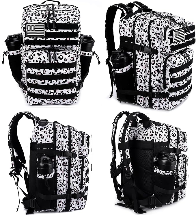 LHI Military Tactical Backpack for Men and Women 45L Army 3 Days Assault Pack Bag Large Rucksack with Molle System - Leopard