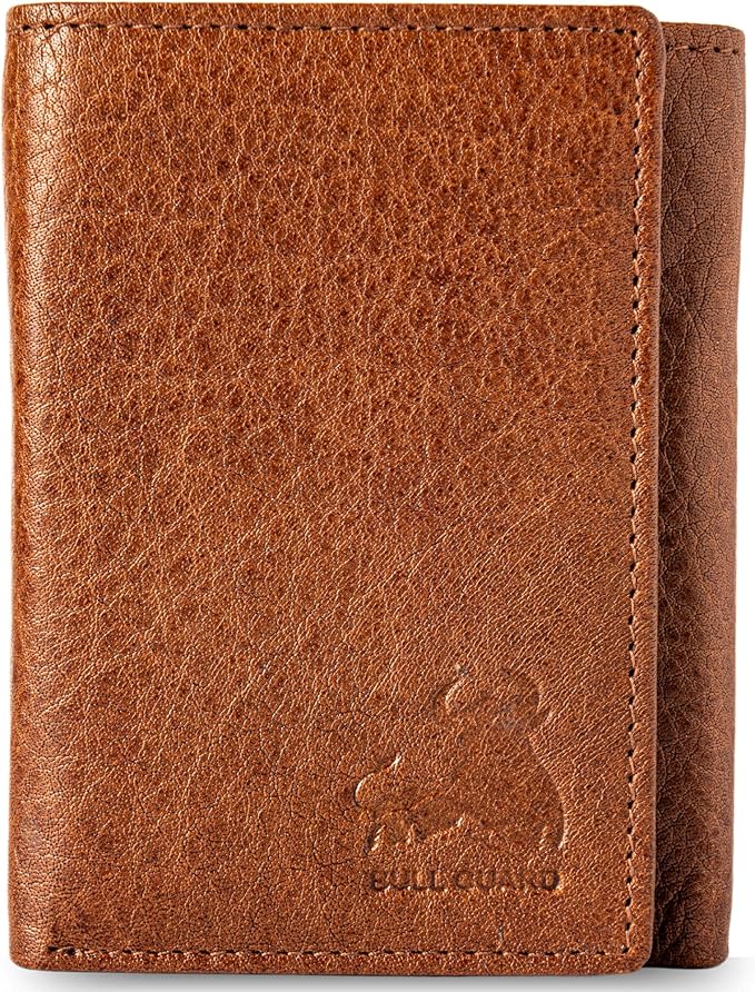 BULL GUARD Leather Trifold Wallets For Men with ID and RFID Blocking Great For Work, Sports, Outdoors