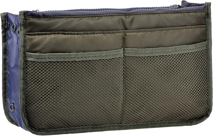 Vercord Purse Organizer Insert for Handbags Bag Organizers Inside Tote Pocketbook Women Nurse Nylon 13 Pockets Army Green Large