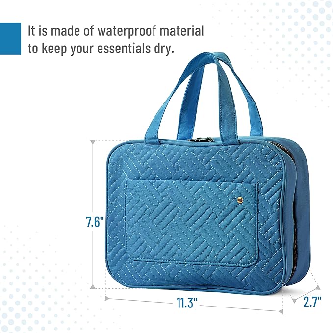Ms. Pen- Travel Toiletry Bag Organizers, Teal, Makeup Travel Bag for Toiletries with Hanging Hook, Water-Resistant